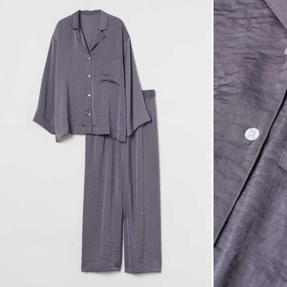H&M Purple/Grey Satin Pajamas - Picture 2 of 10
